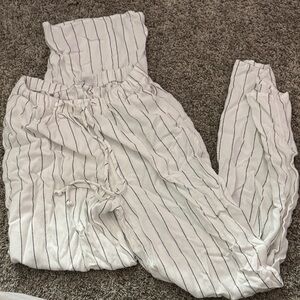Sienna Sky White and Black Striped Jumpsuit